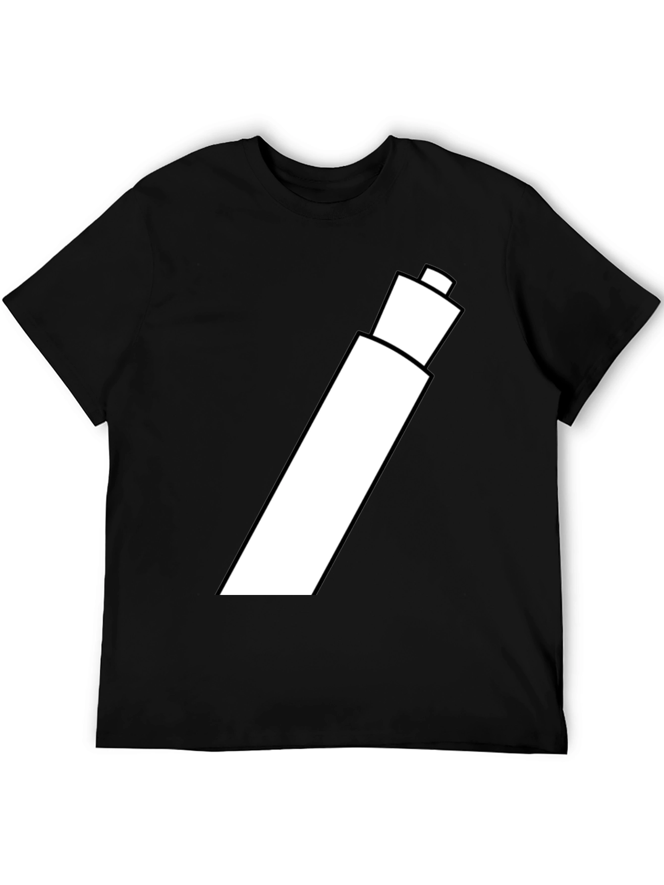 Black Men's Black Graphic T-Shirt - White Marker Design view 5