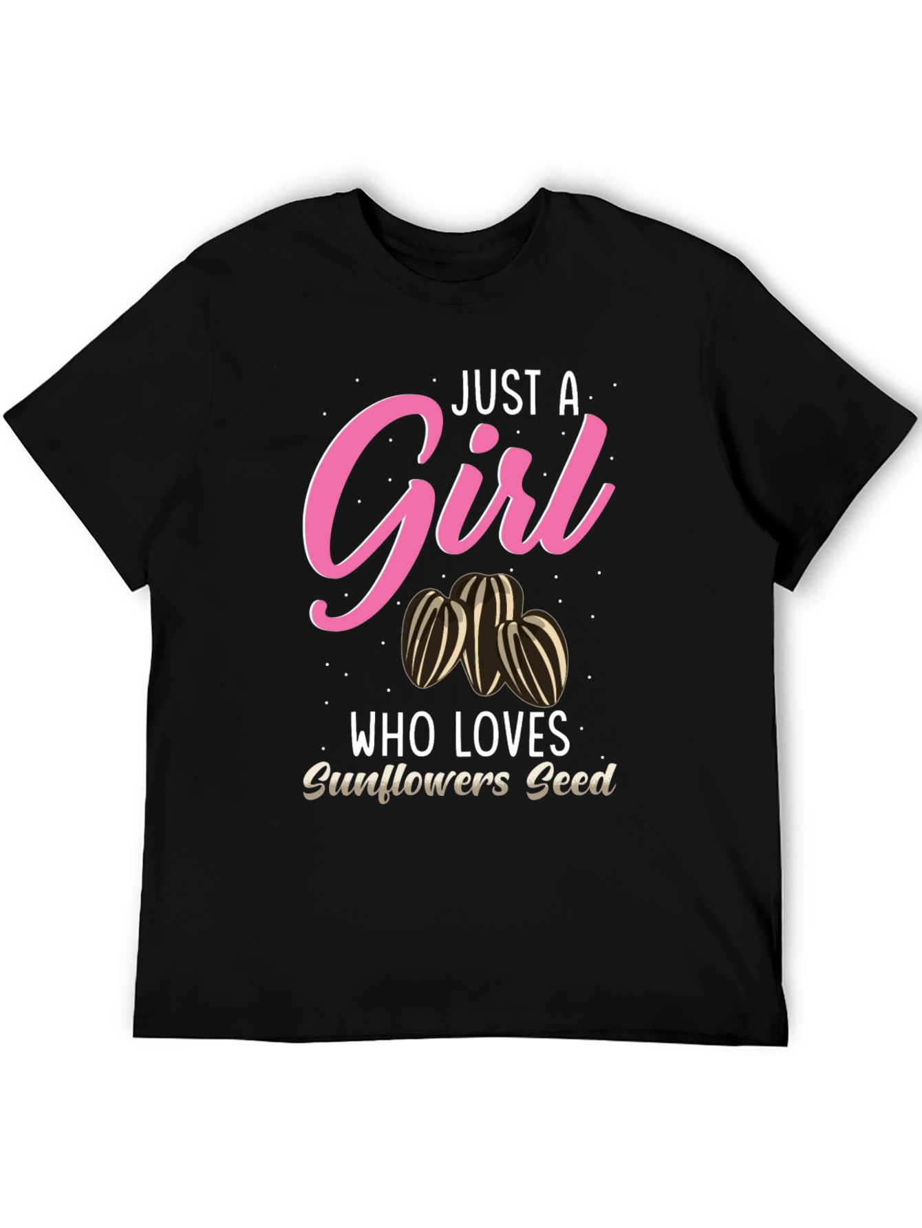 Black Just A Girl Who Loves Sunflower Seeds T-Shirt view 5