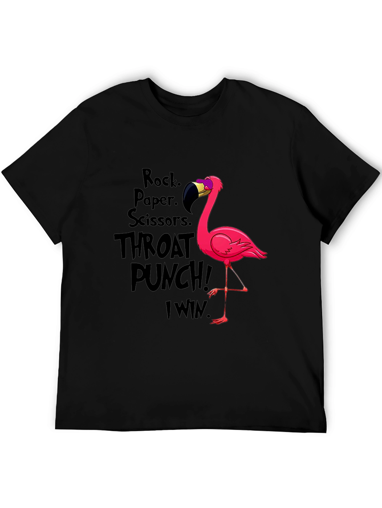 Black Rock Paper Scissors Flamingo T-Shirt view 5