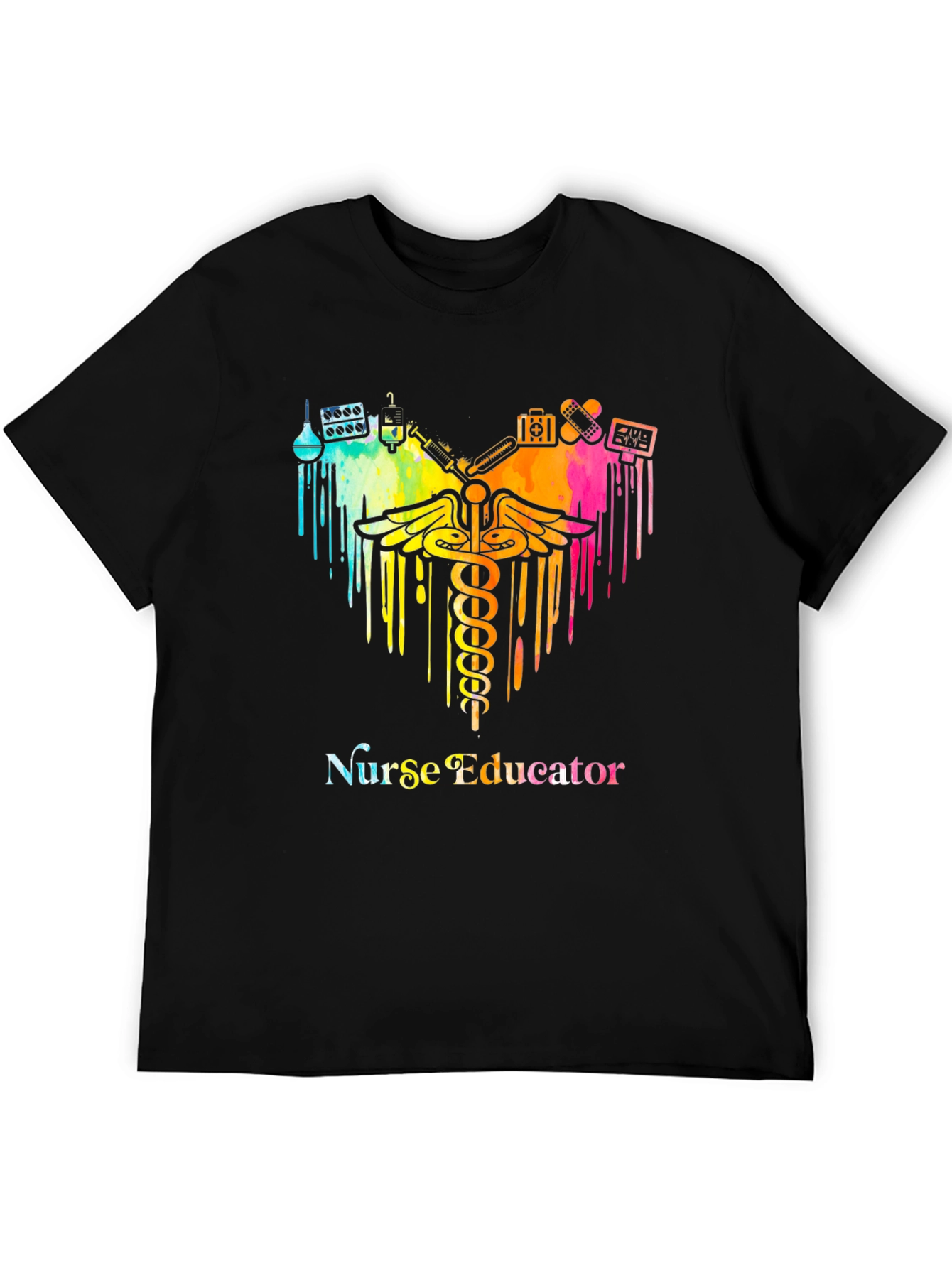 Black Nurse Educator Colorful Graphic T-Shirt view 5
