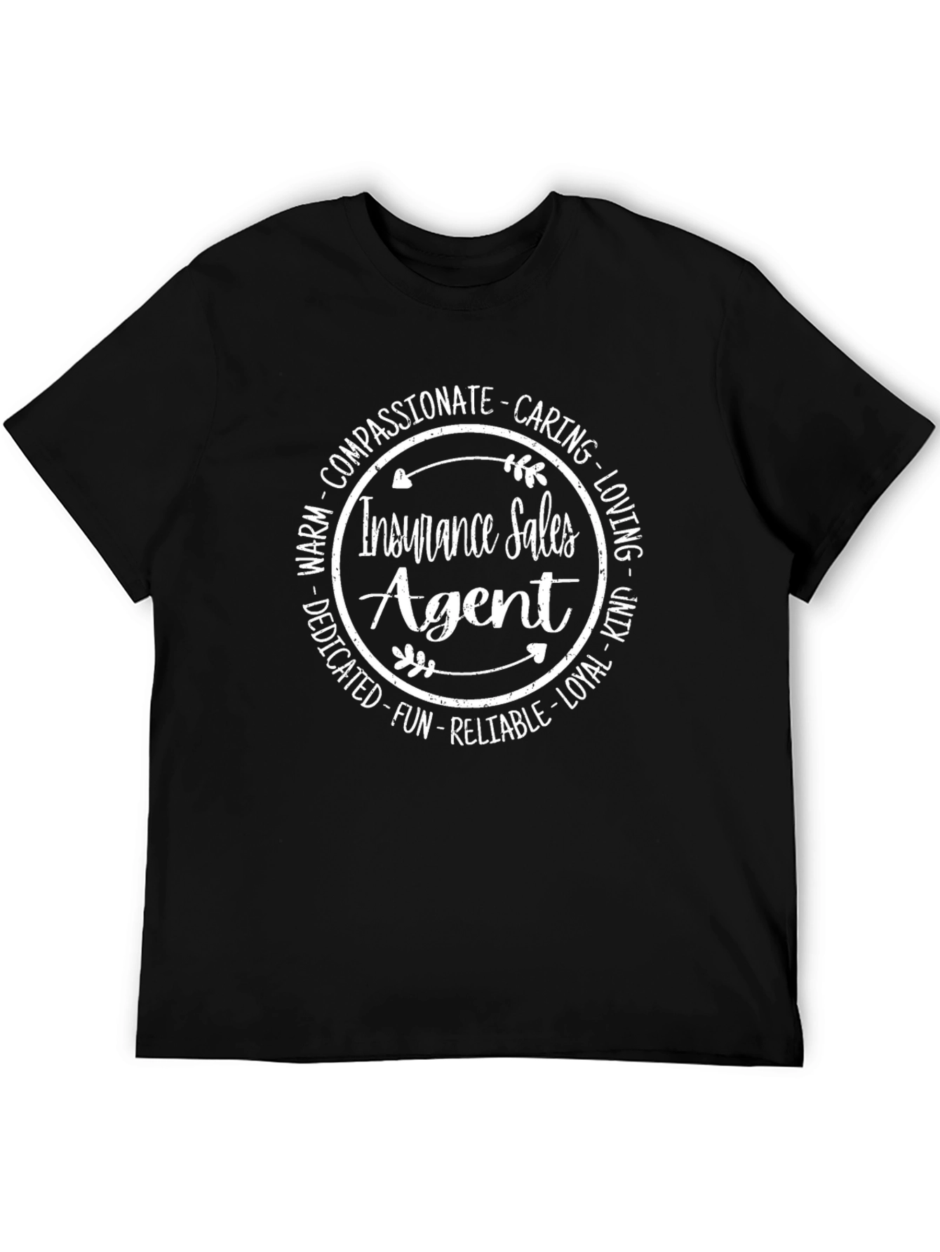 Black Insurance Sales Agent T-Shirt: Caring, Loyal, Fun view 5