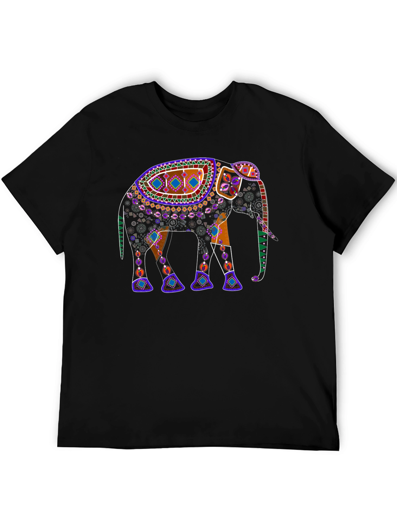 Black Elephant Print Crew Neck T-Shirt view 5