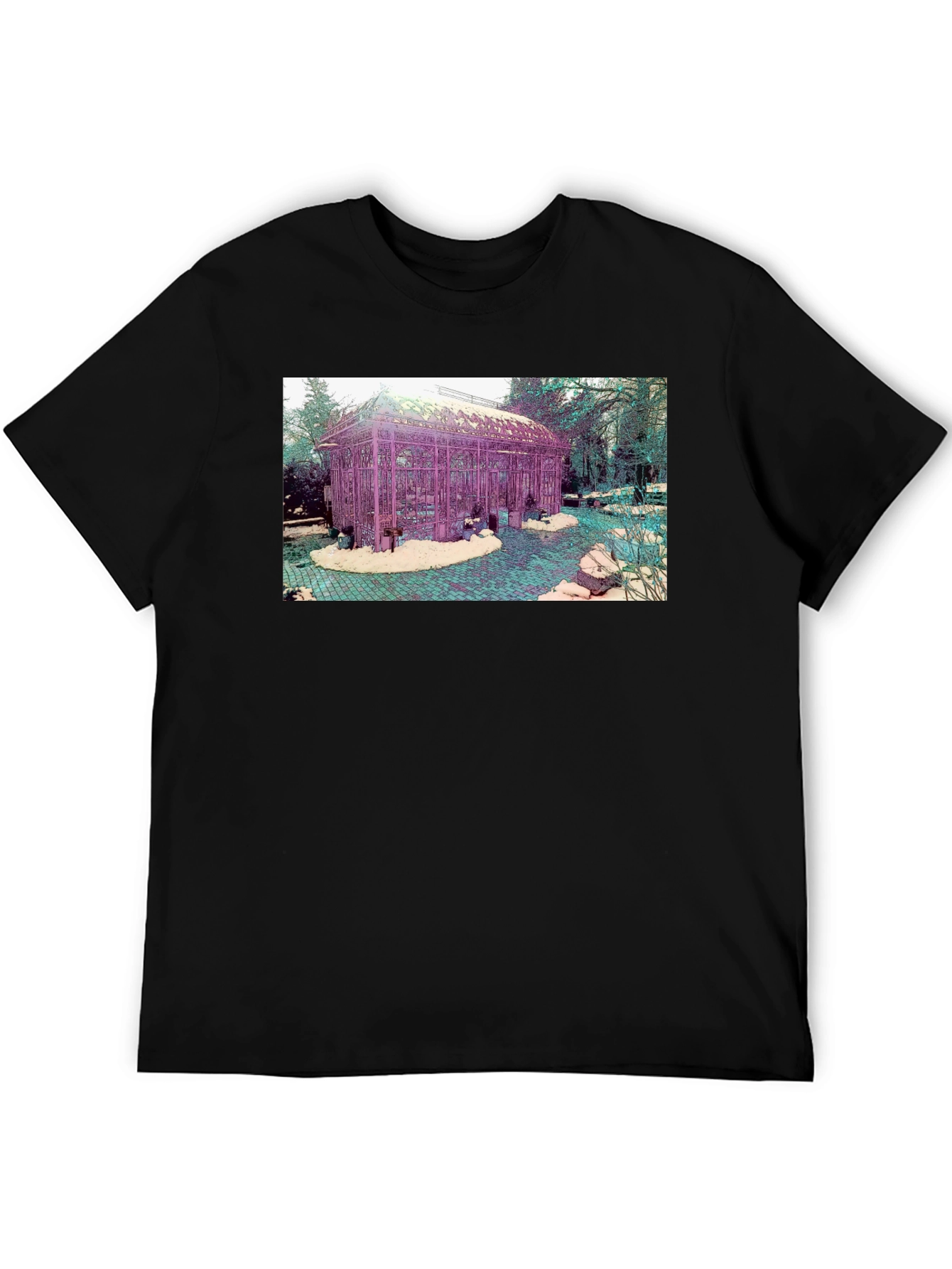 Black Artistic Greenhouse Graphic Tee - Unique Design view 5