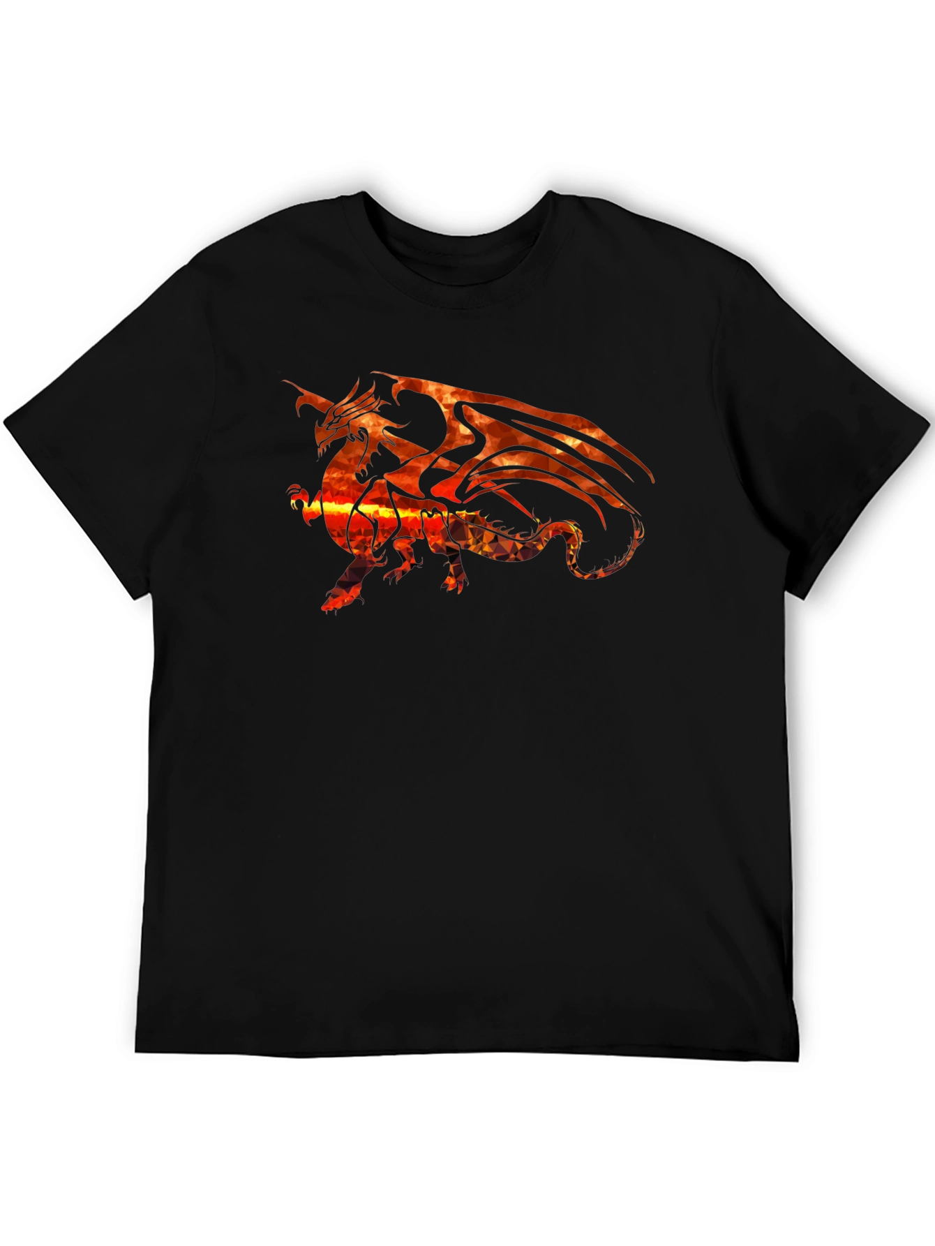 Black Fiery Dragon Graphic Black T-Shirt view 5