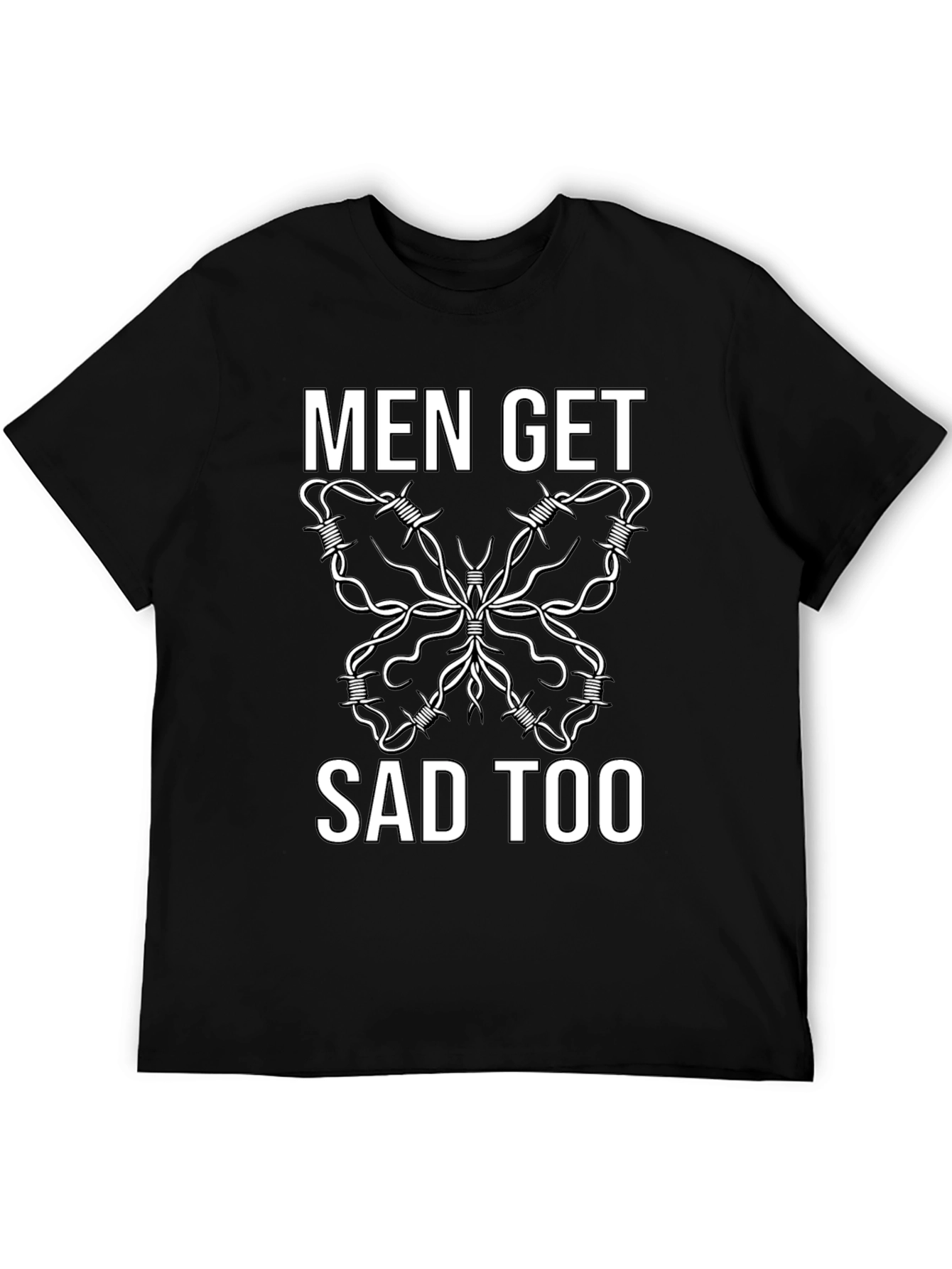 Black Men Get Sad Too Butterfly Barbed Wire Tee view 5
