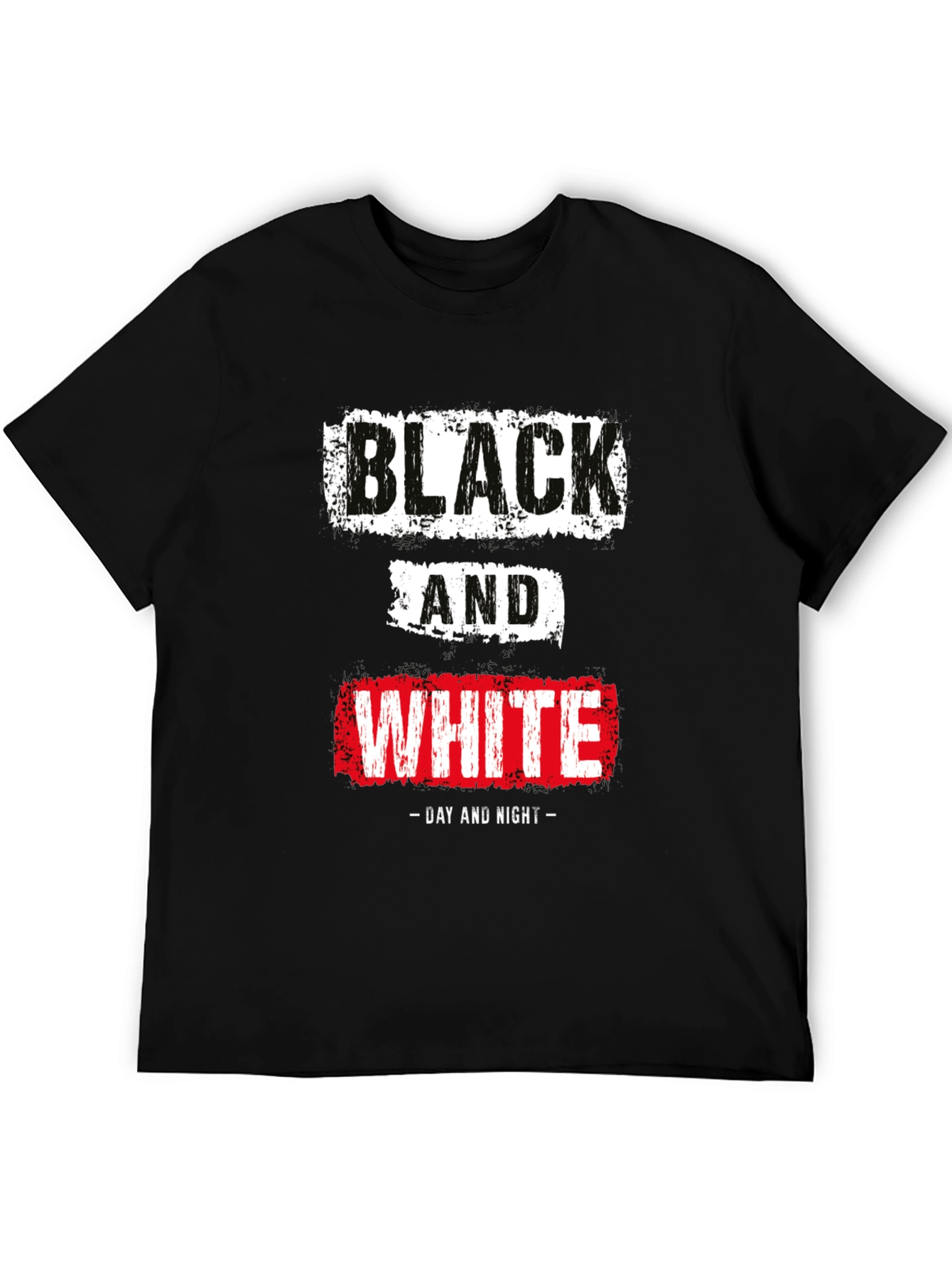 Black Black & White Day Night Graphic T-Shirt view 5
