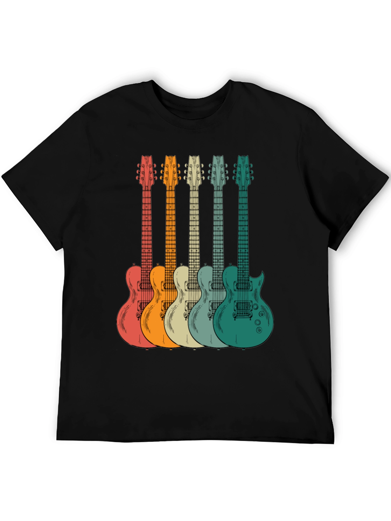 Black Retro Guitar Graphic Tee - Music Lover's T-Shirt view 5