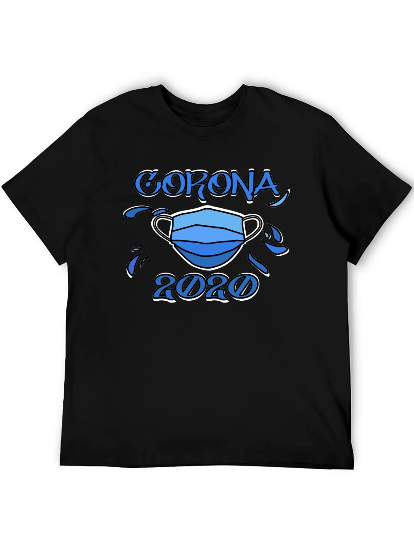 Black Corona 2020 Mask Graphic T-Shirt view 5