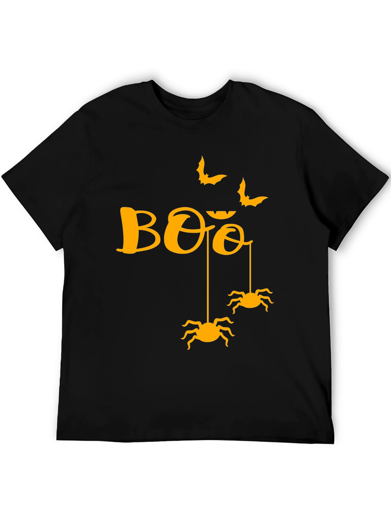 Black Halloween Boo Spiders & Bats Graphic Tee view 5