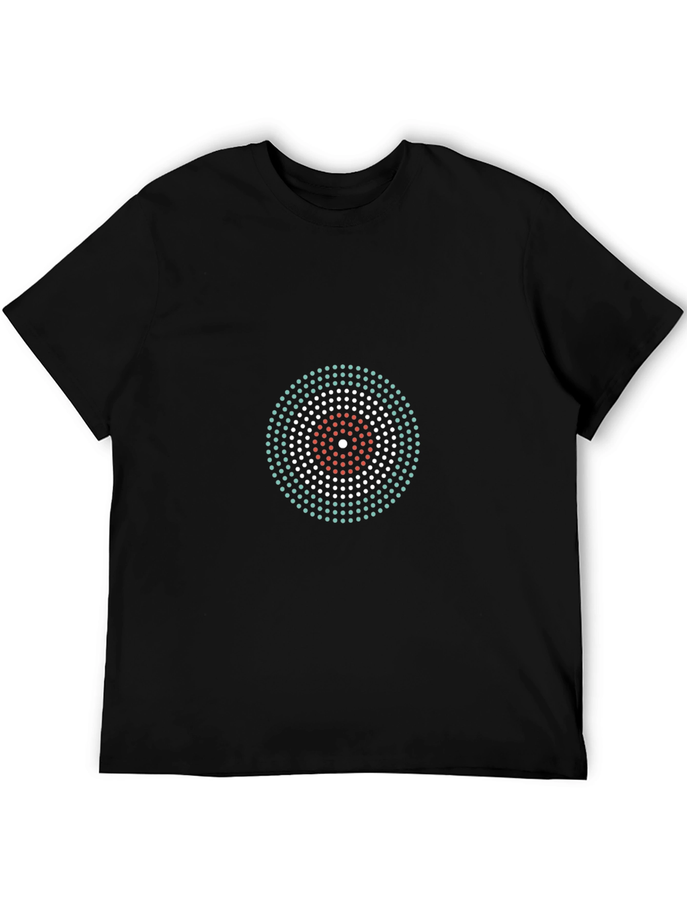 Black Modern Circle Pattern Tee - Stylish Black Cotton T-Shirt view 5