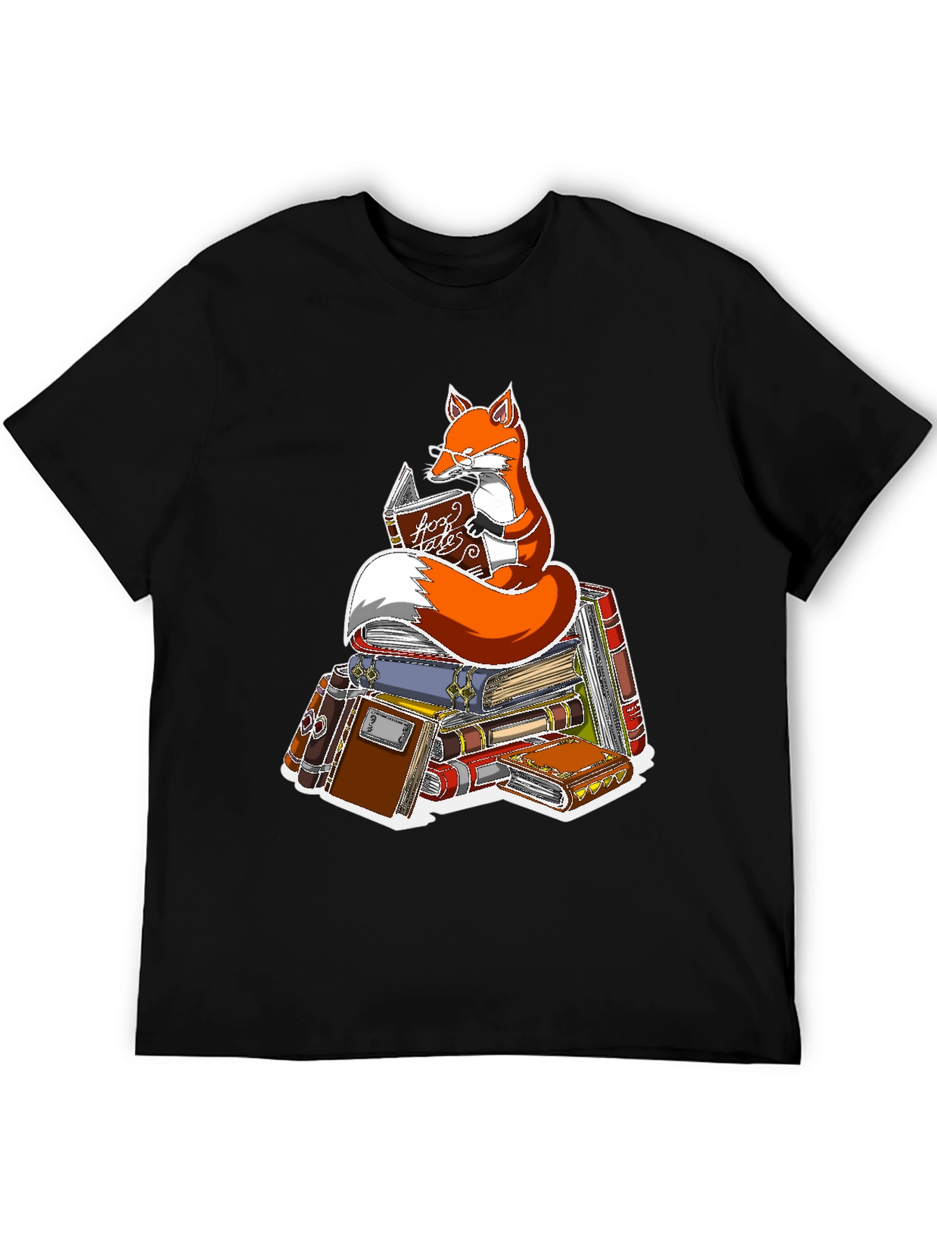 Black Fox Reading Book T-Shirt - Smart Animal Tee view 5