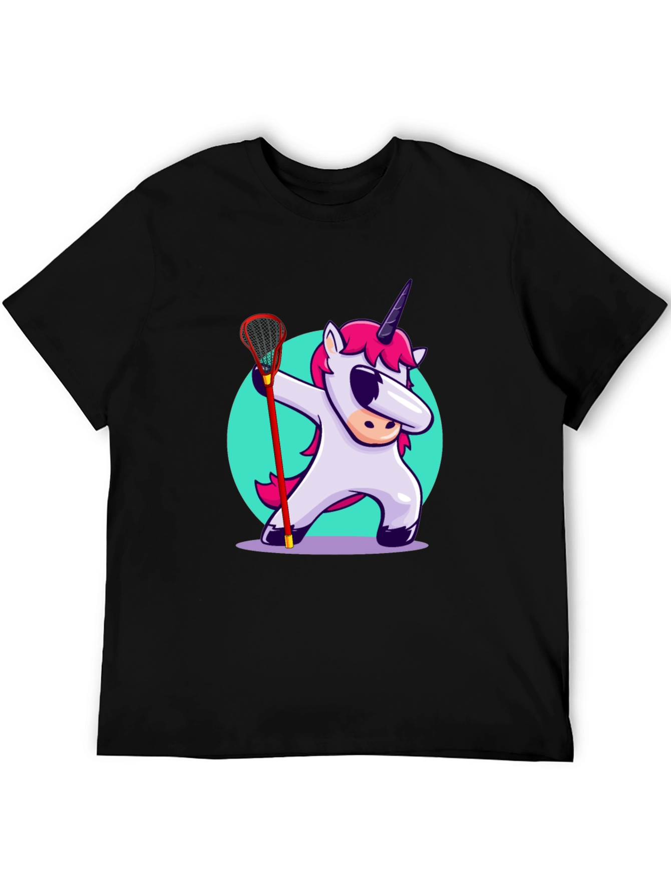 Black Unicorn Lacrosse Dabbing T-Shirt - Black view 5