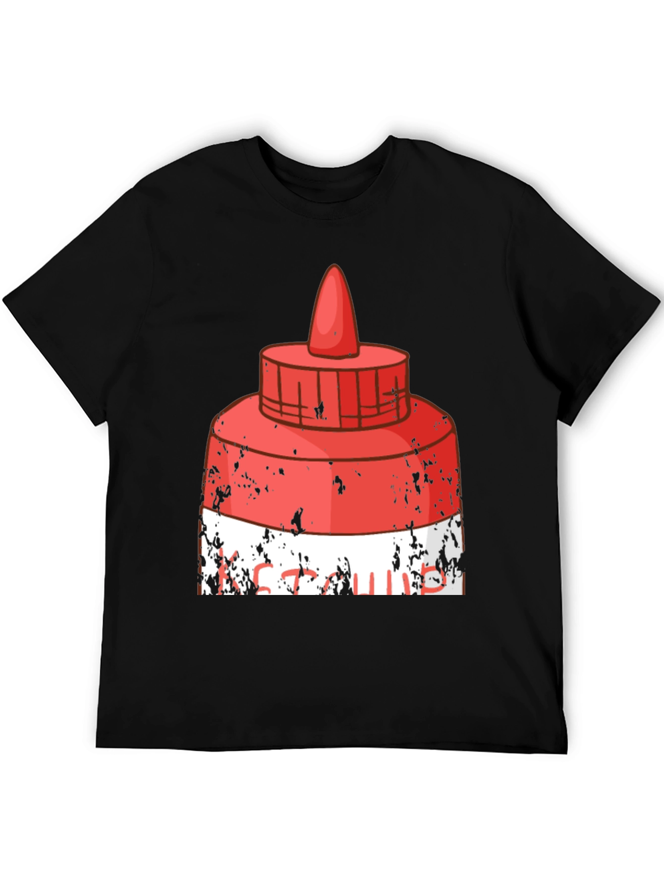 Black Funny Ketchup Graphic T-Shirt view 5