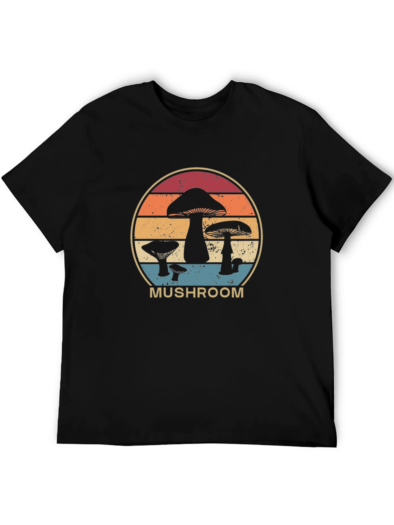 Black Retro Mushroom T-Shirt - Vintage Style Tee view 5