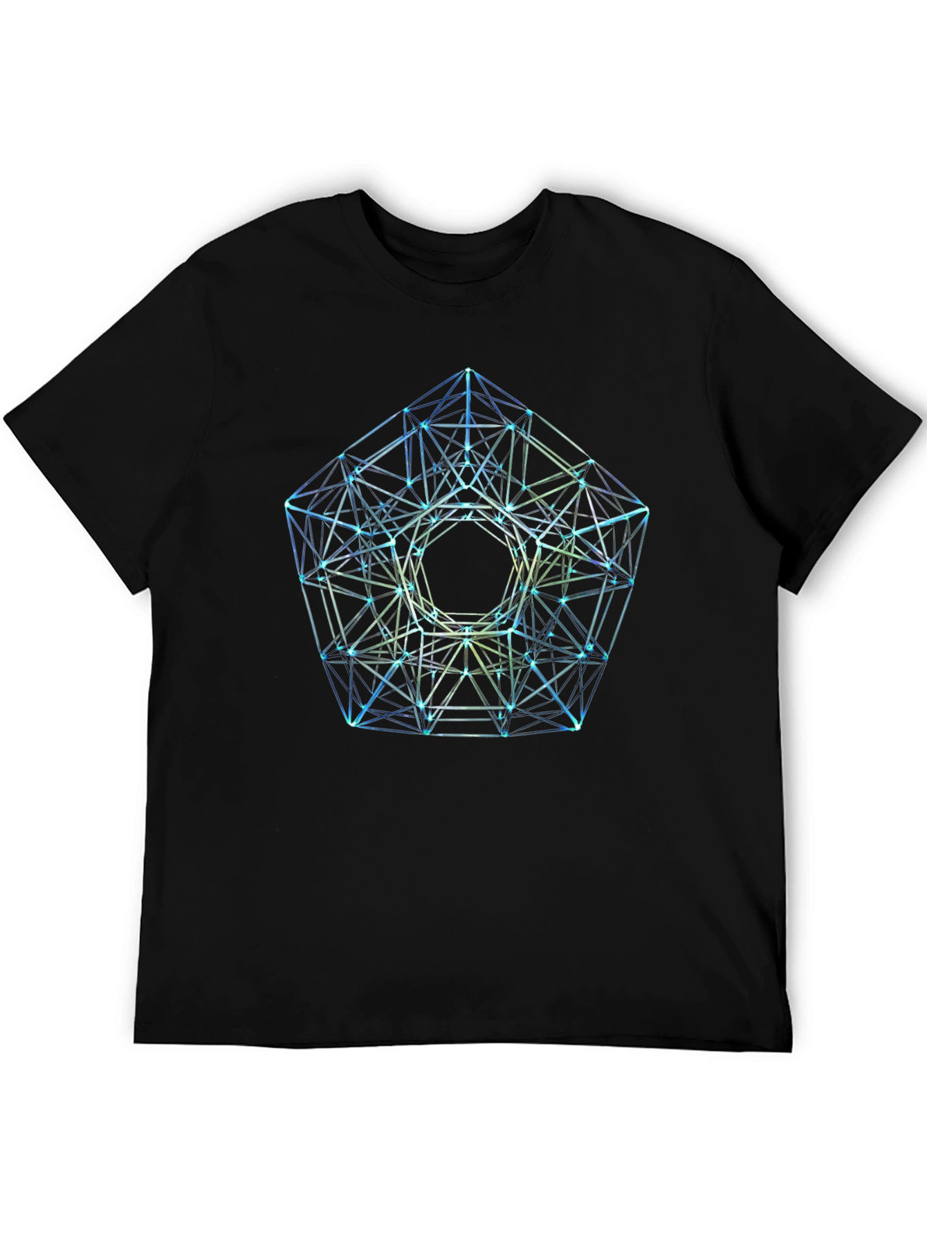 Black Geometric Pattern T-Shirt - Black view 5