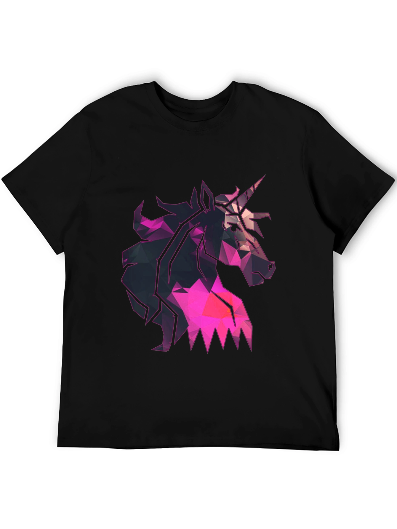 Black Geometric Unicorn Graphic Tee - Black T-Shirt view 5