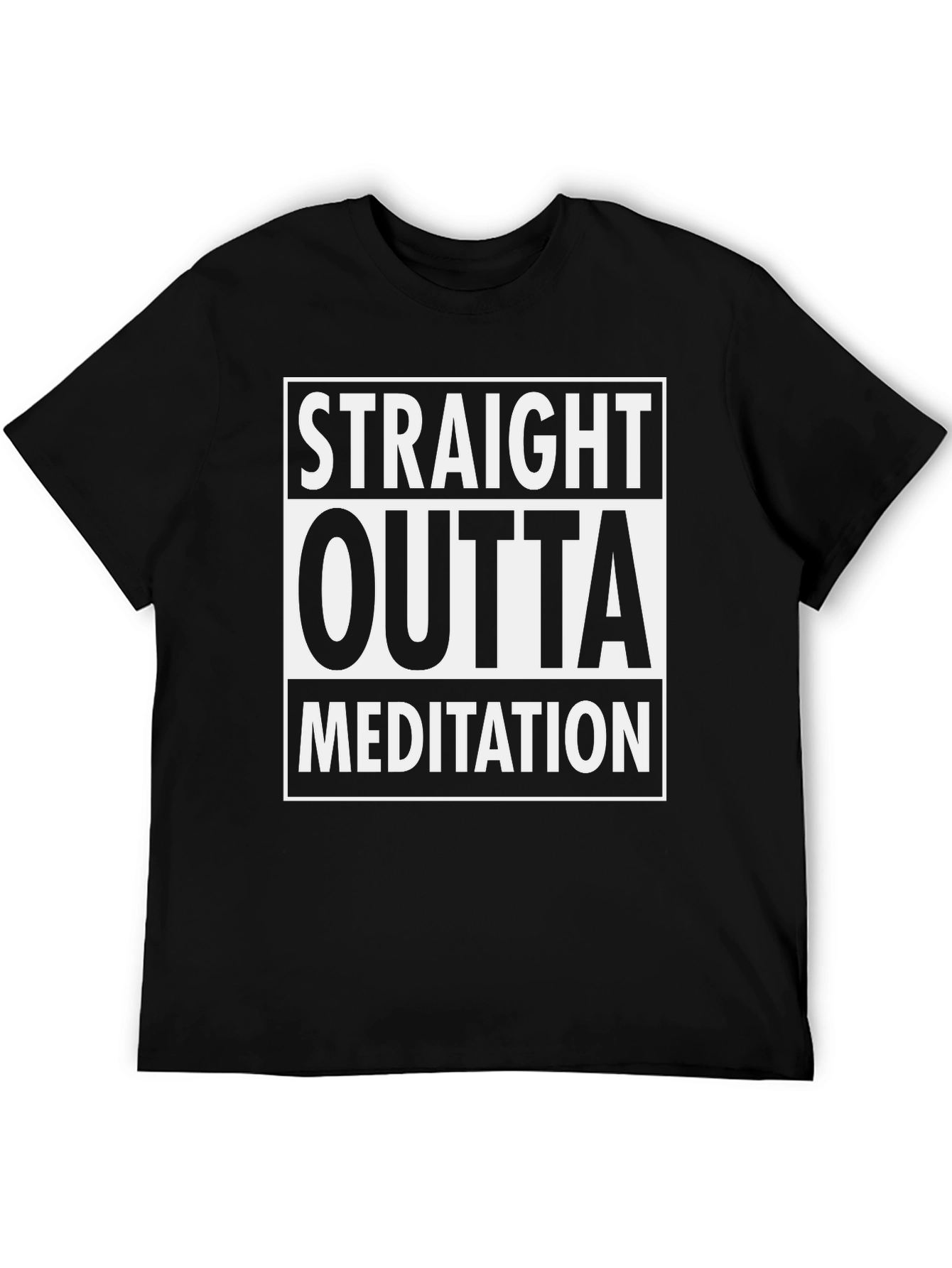 Black Straight Outta Meditation Graphic Tee - Black view 5