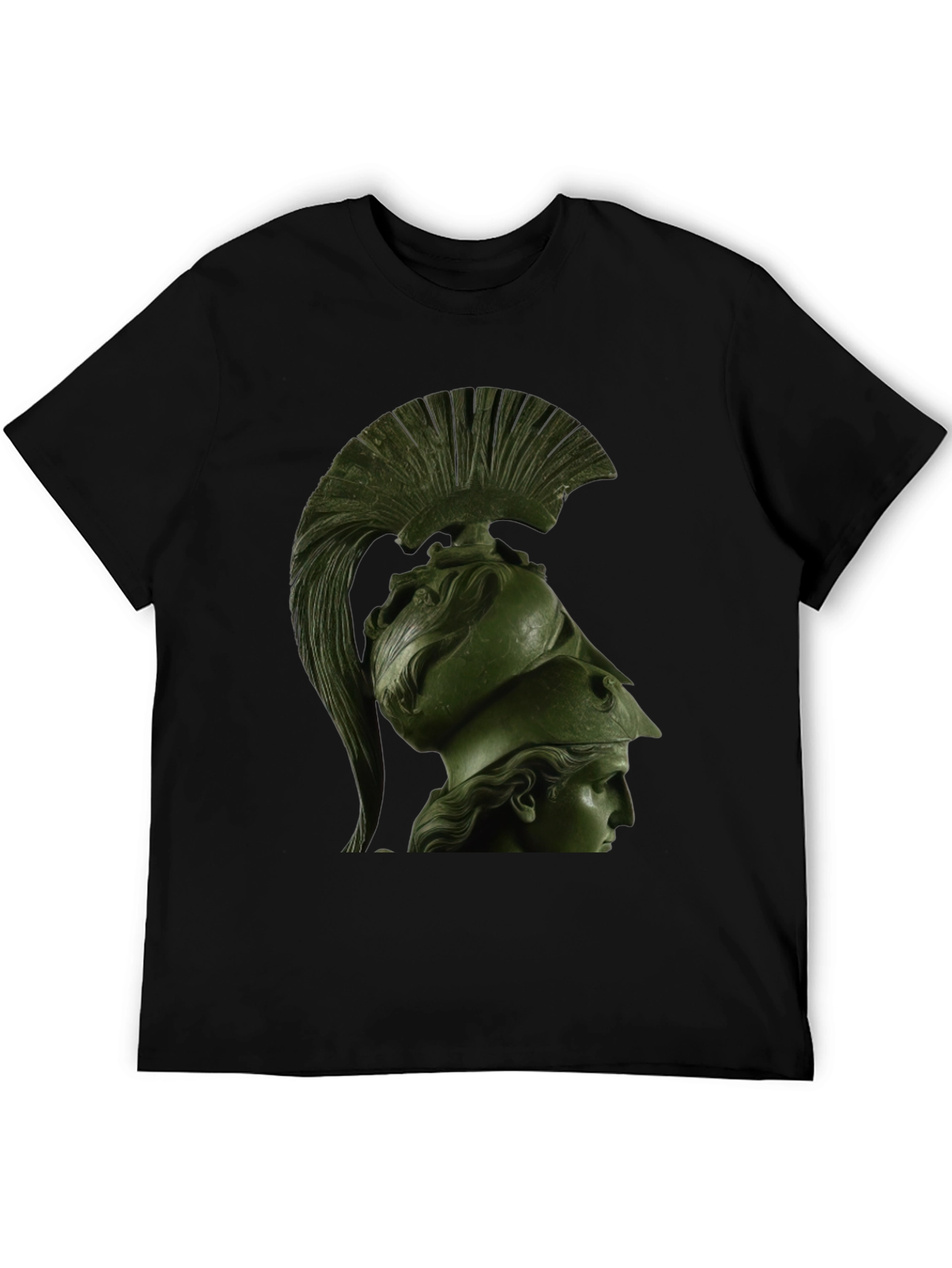 Black Spartan Helmet Graphic Tee - Black Cotton T-Shirt view 5
