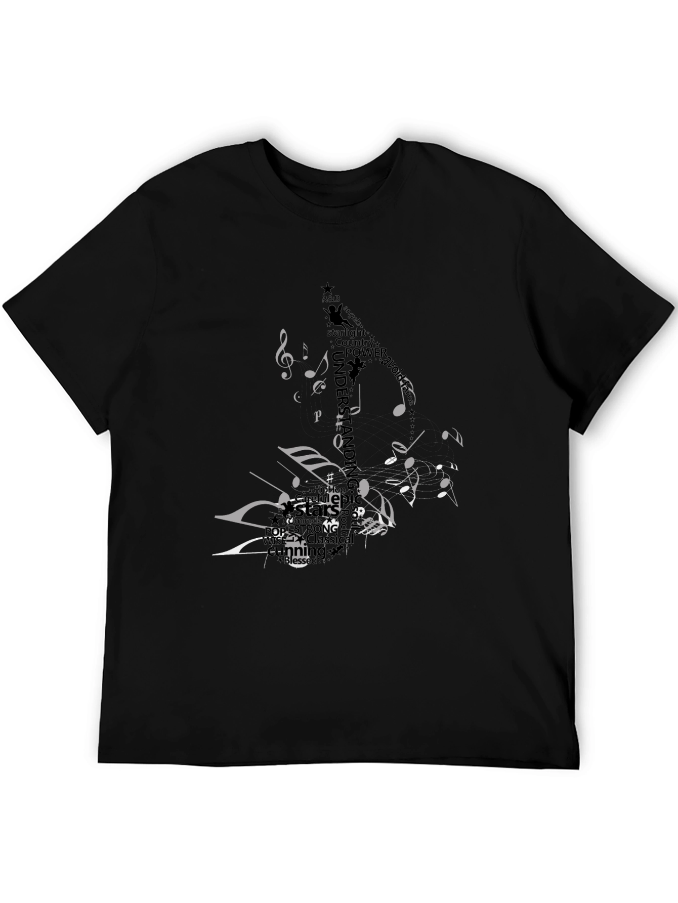 Black Musical Note Graphic Black T-Shirt view 5