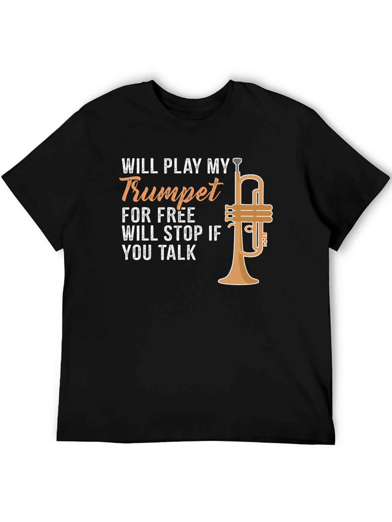 Black Trumpet Player T-Shirt - Will Play for Free! view 5