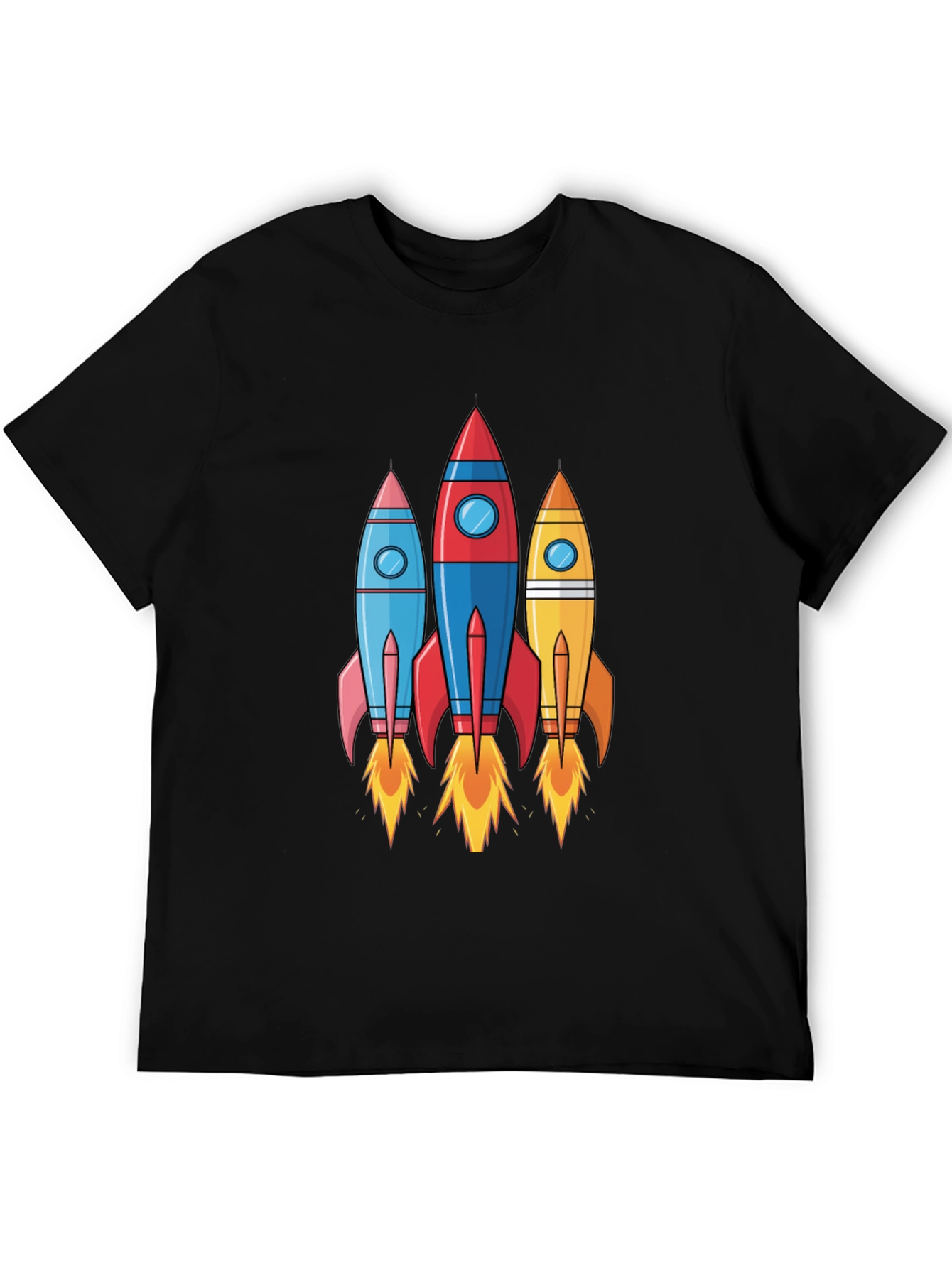 Black Rocket Launch T-Shirt - Space Adventure Design view 5