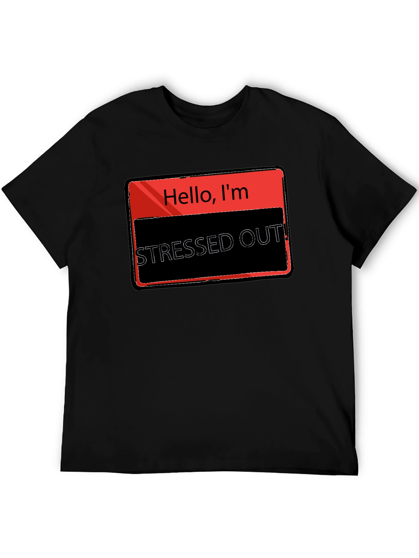 Black Stressed Out T-Shirt - Funny Graphic Tee view 5