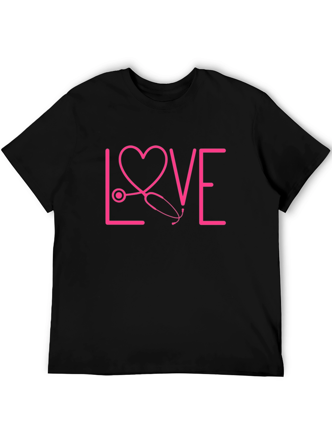 Black Nurse Love Stethoscope Graphic Tee view 5