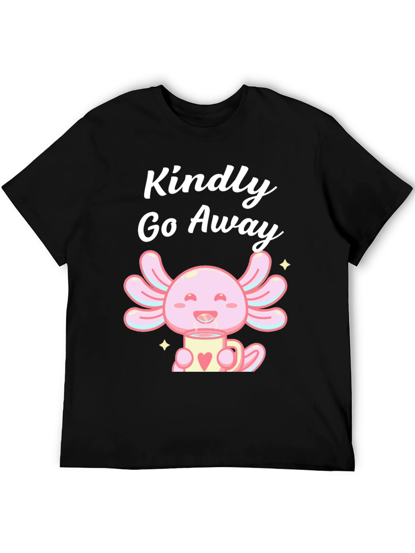 Black Kindly Go Away Axolotl T-Shirt view 5