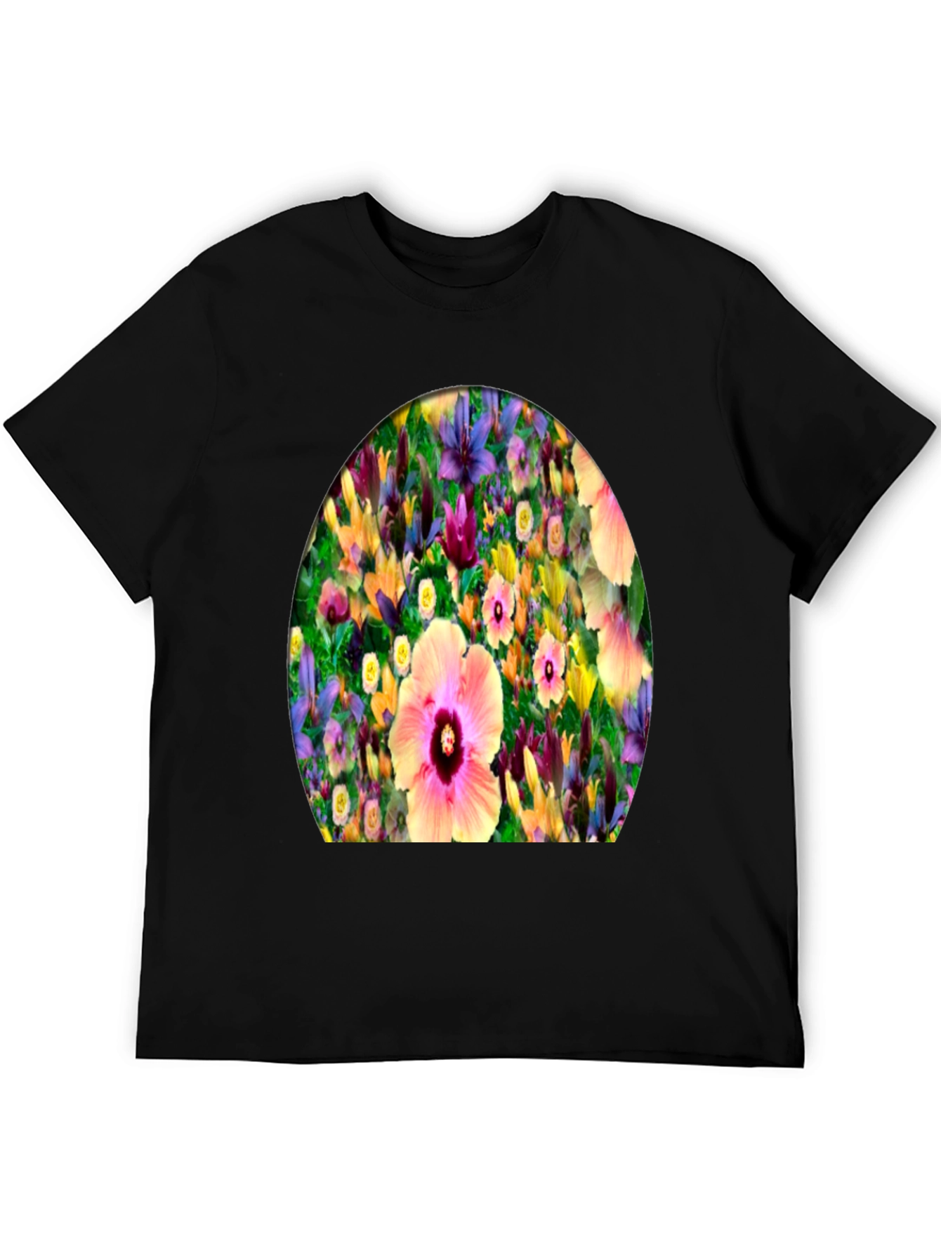 Black Floral Print Crew Neck T-Shirt view 5