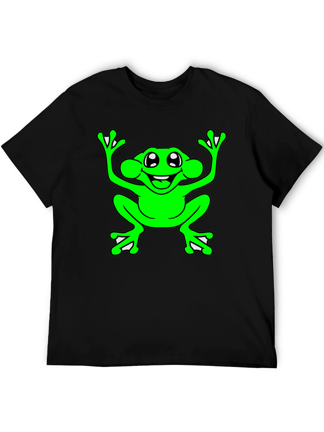 Black Funny Frog Graphic T-Shirt - Black Cotton Tee view 5