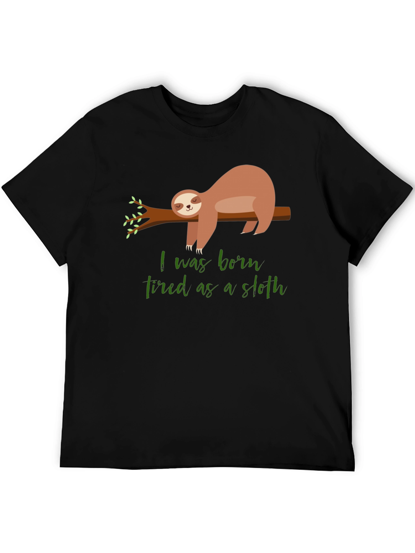 Black Born Tired Sloth Graphic T-Shirt - Unisex Cotton Tee view 5