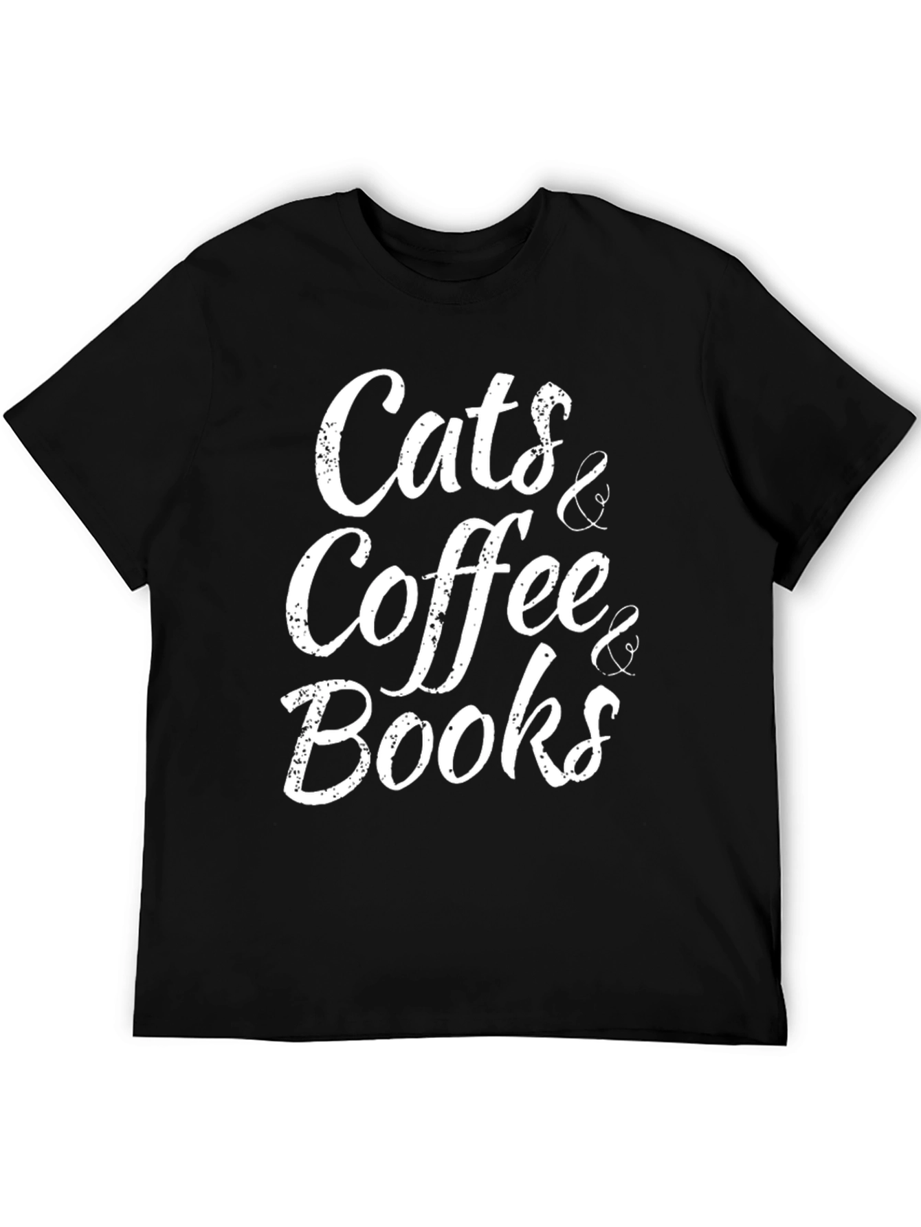 Black Cats, Coffee, Books Black T-Shirt view 5
