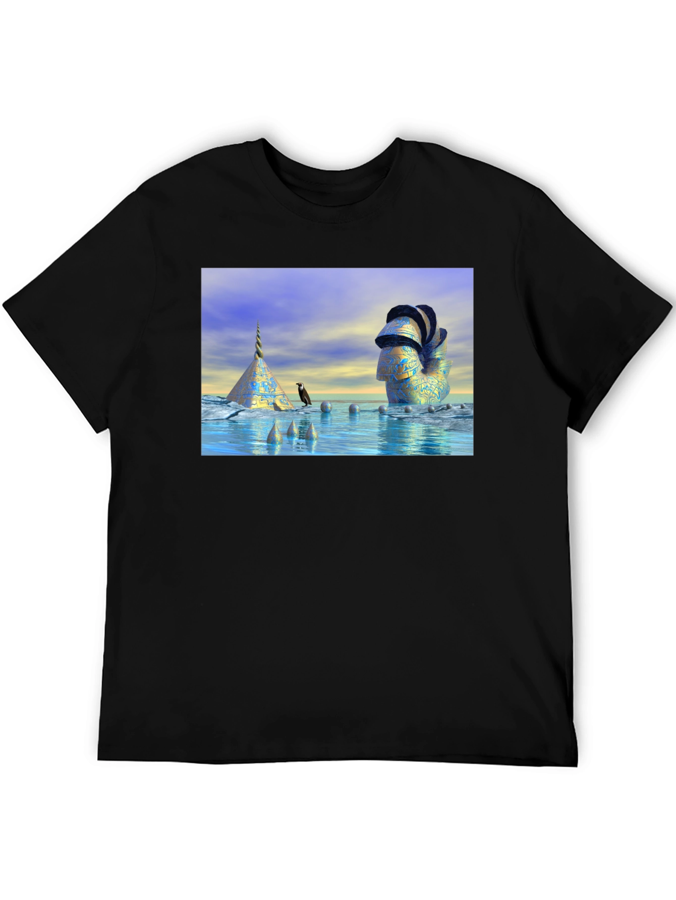 Black Surreal Scene T-Shirt view 5