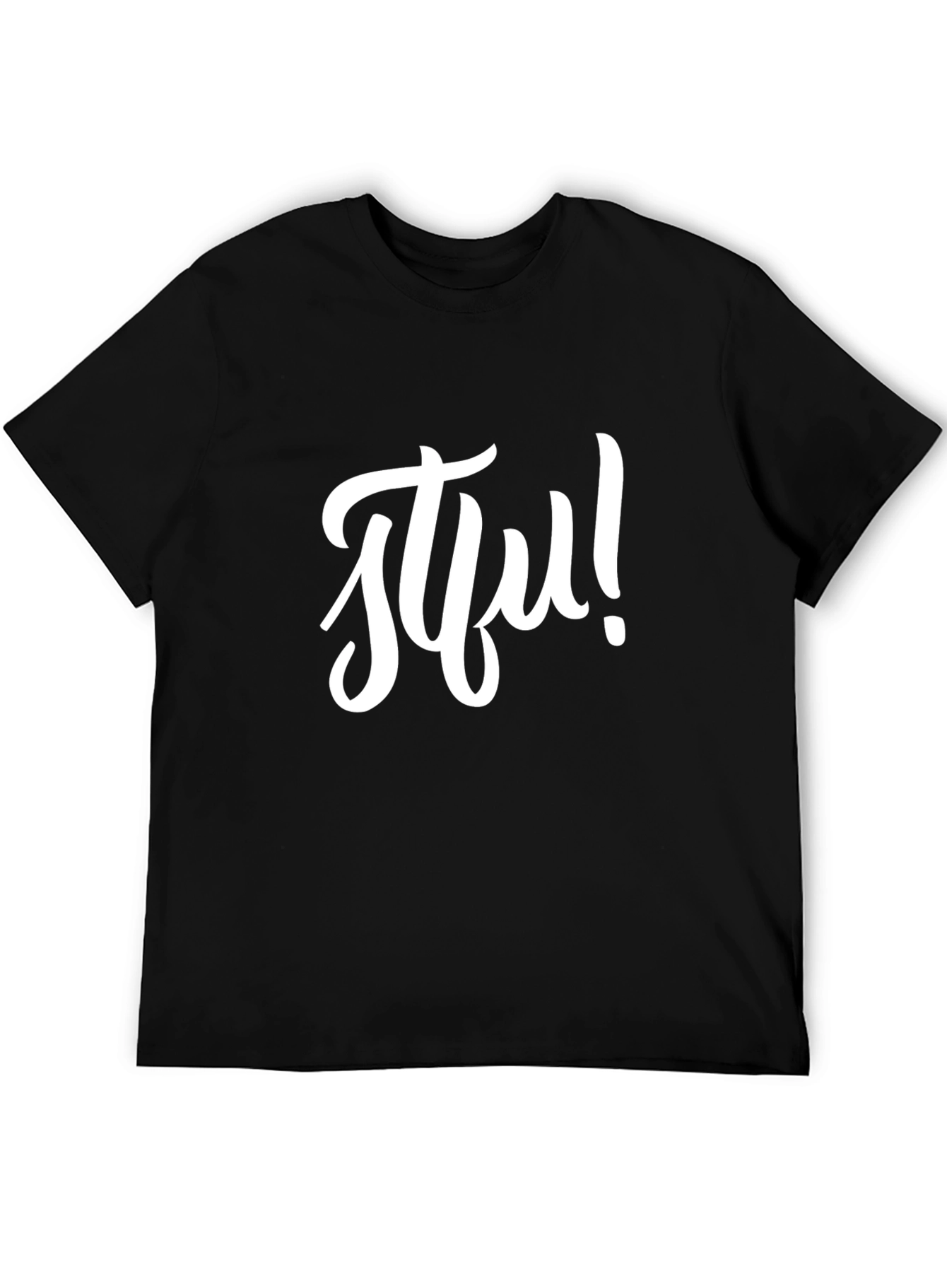 Black STFU Graphic Tee - Black Crew Neck T-Shirt view 5