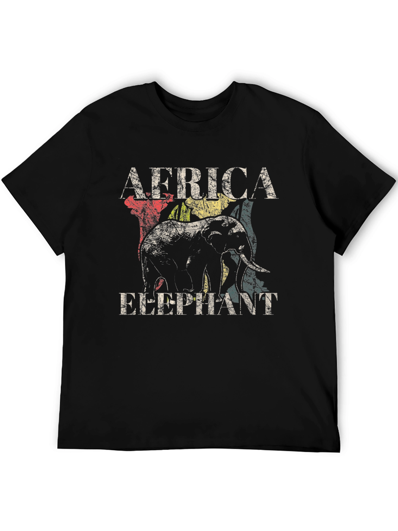 Black Africa Elephant Graphic T-Shirt - Distressed Print view 5