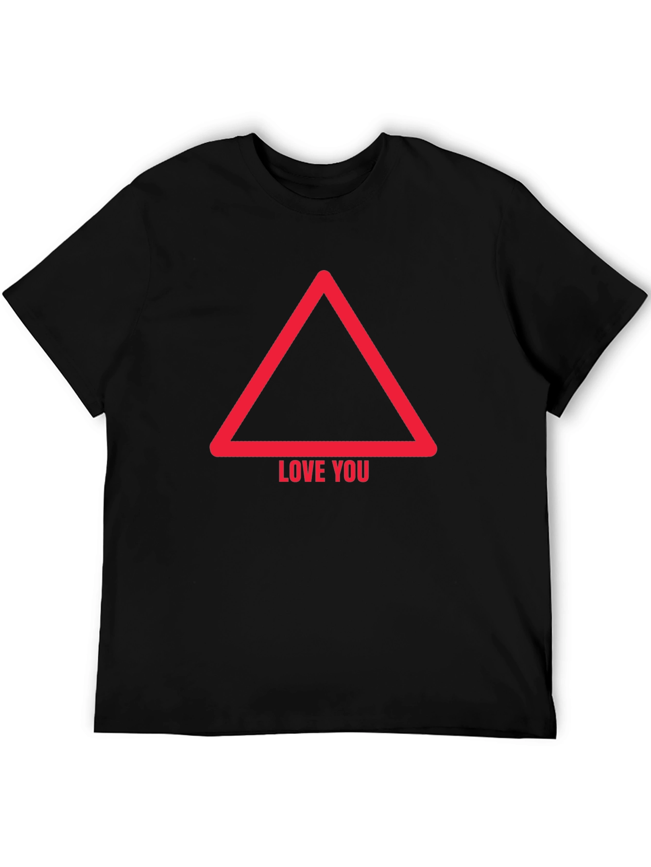 Black Love You Triangle Graphic Tee - Mens Casual Black T-Shirt view 5