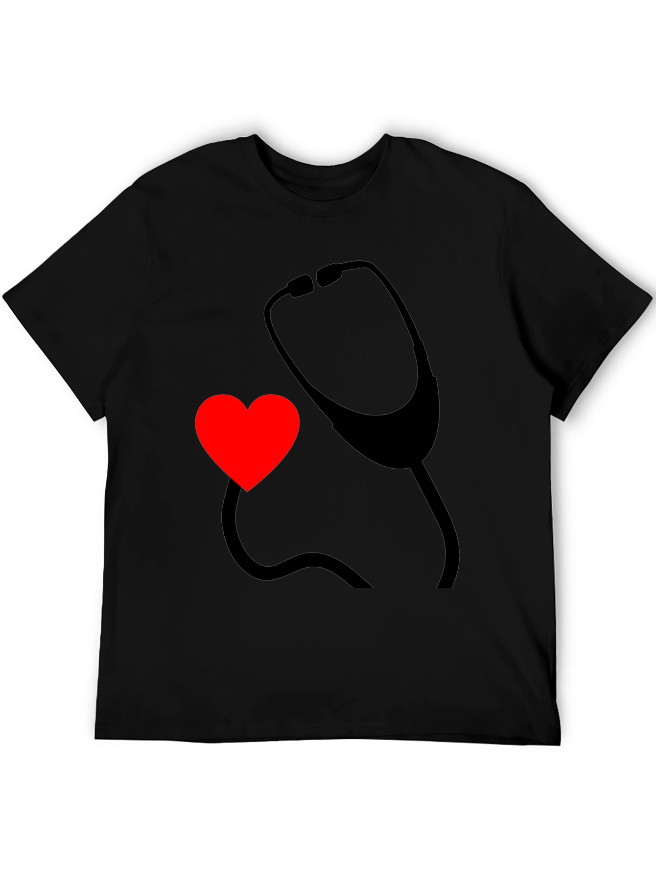 Black Heart & Stethoscope Black Graphic Tee - Doctor Love view 5