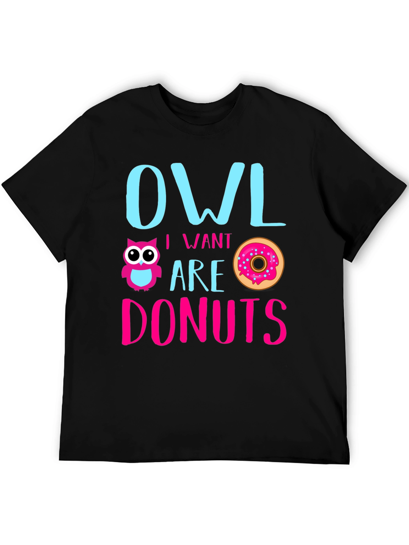 Black Owl I Want Are Donuts Funny Graphic T-Shirt view 5