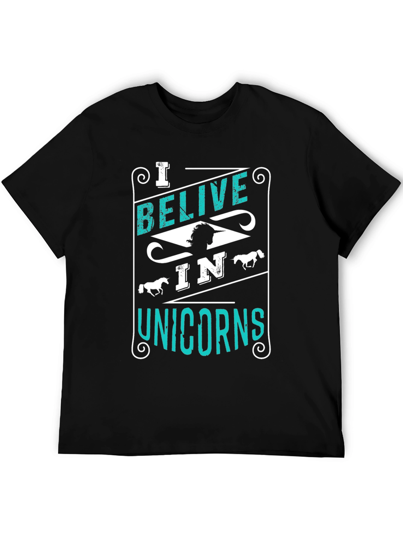 Black Believe in Unicorns Graphic Tee - Black Cotton Shirt view 5