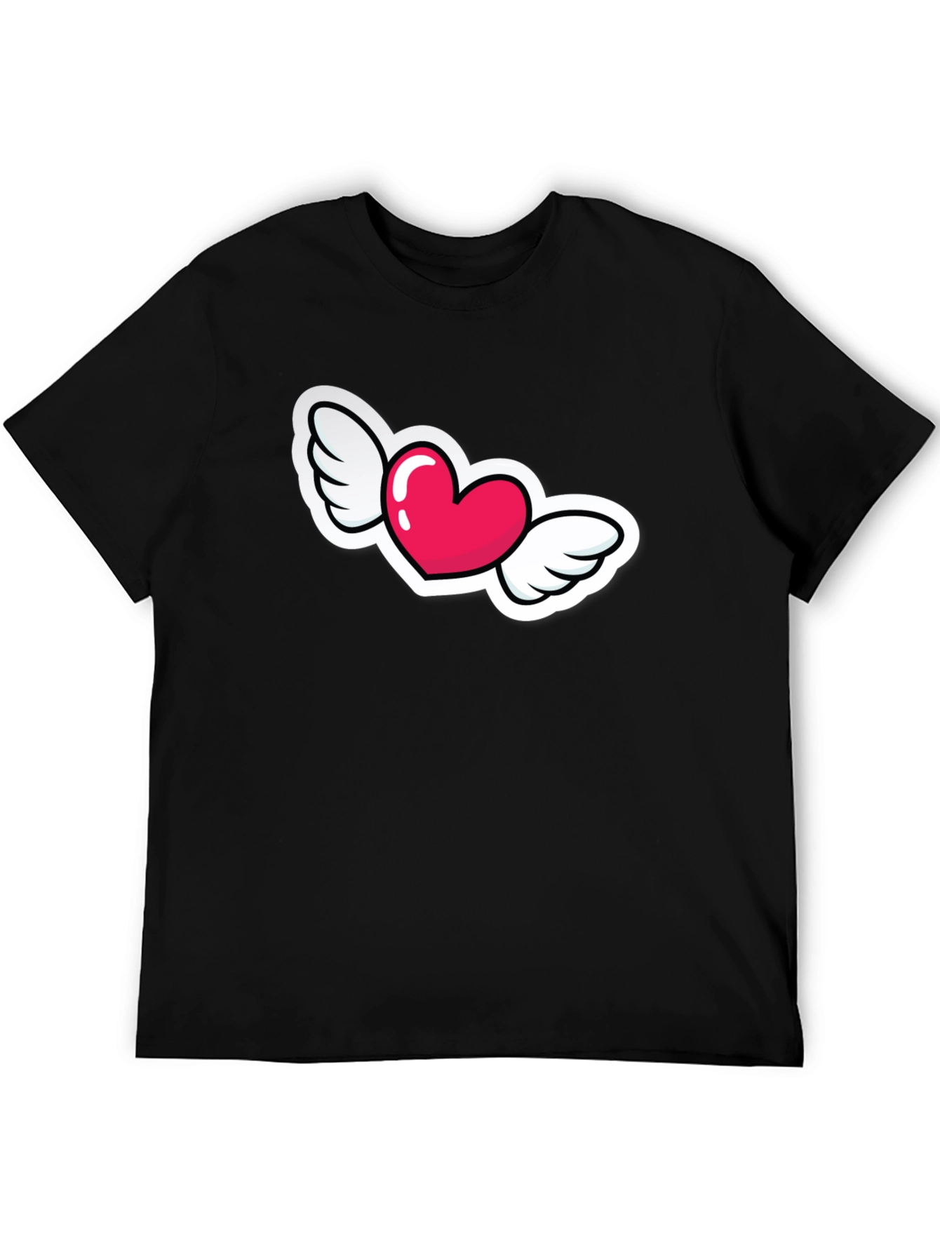Black Heart with Wings Graphic Black T-Shirt view 5