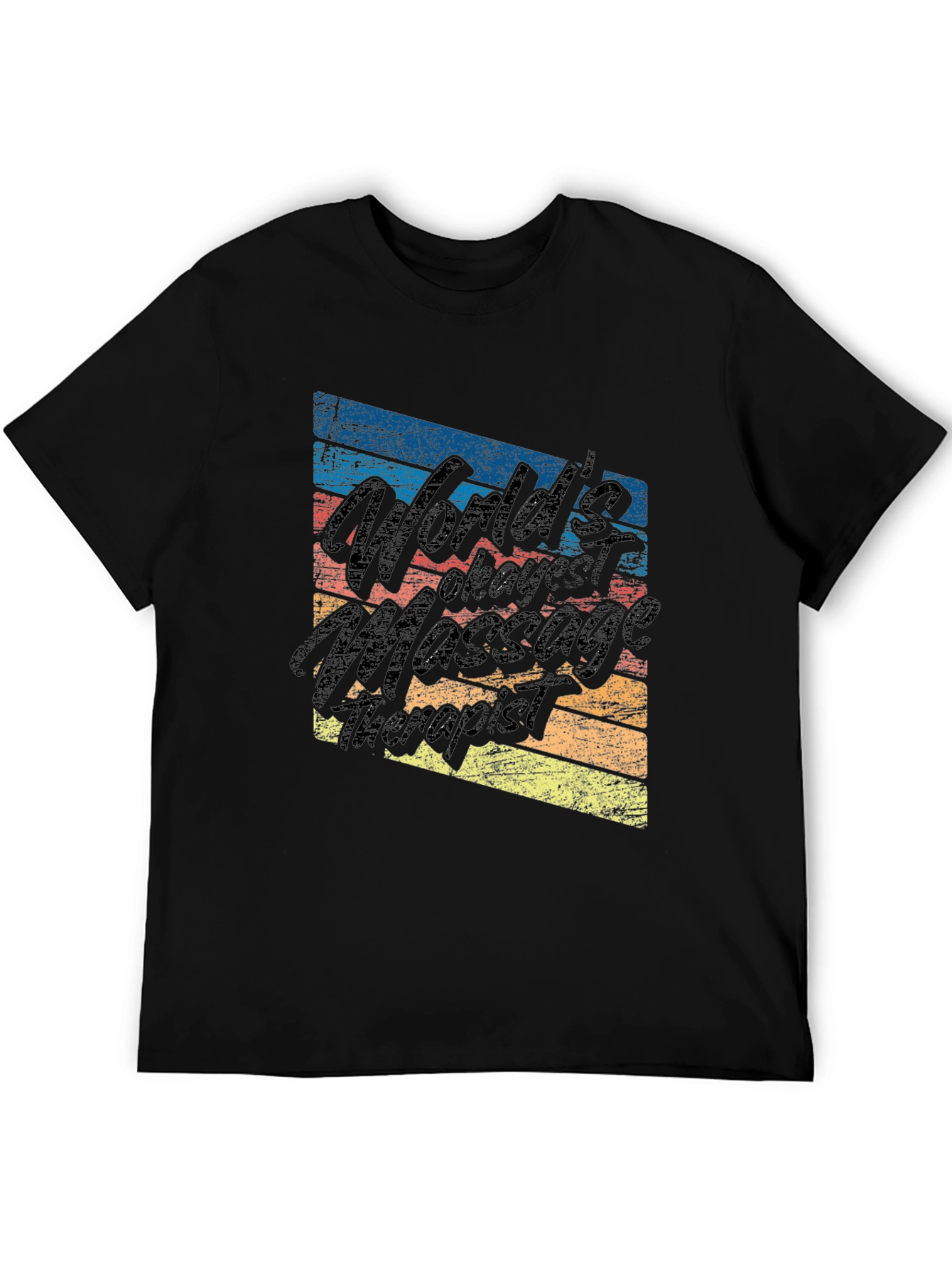 Black Retro Massage Therapist T-Shirt view 5