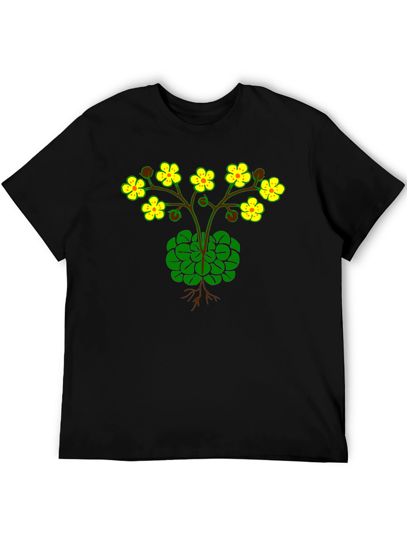 Black Botanical Graphic T-Shirt - Black Cotton Tee view 5