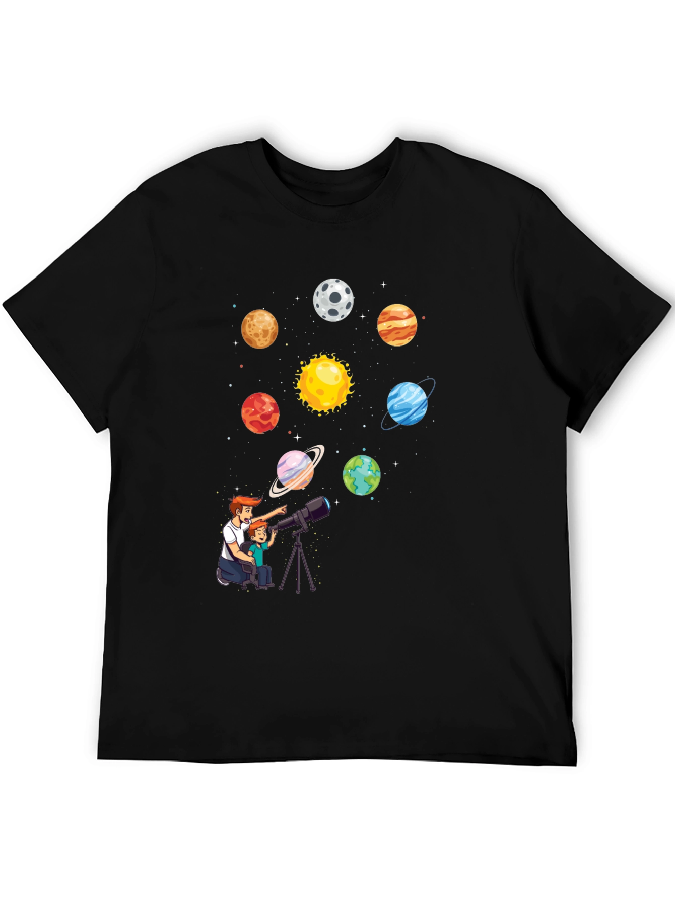 Black Dad & Son Planets Graphic Tee view 5