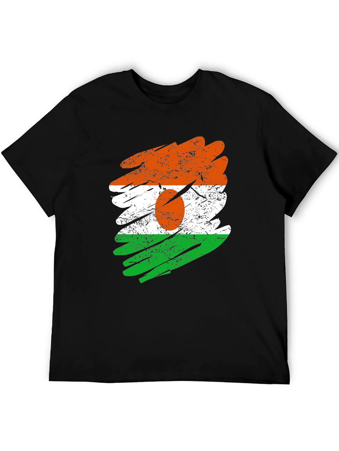 Black Niger Flag Brush Stroke Black T-Shirt view 5