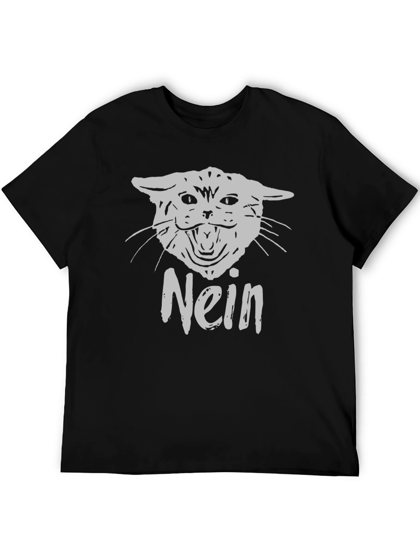 Black Nein Cat Graphic T-Shirt - Black Cotton Tee view 5