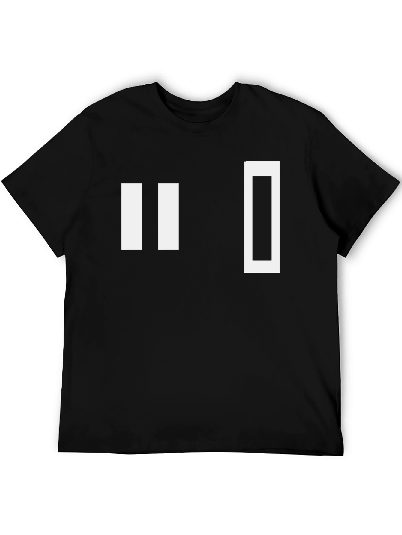 Black Minimalist Pause Symbol T-Shirt - Black Cotton Tee view 5