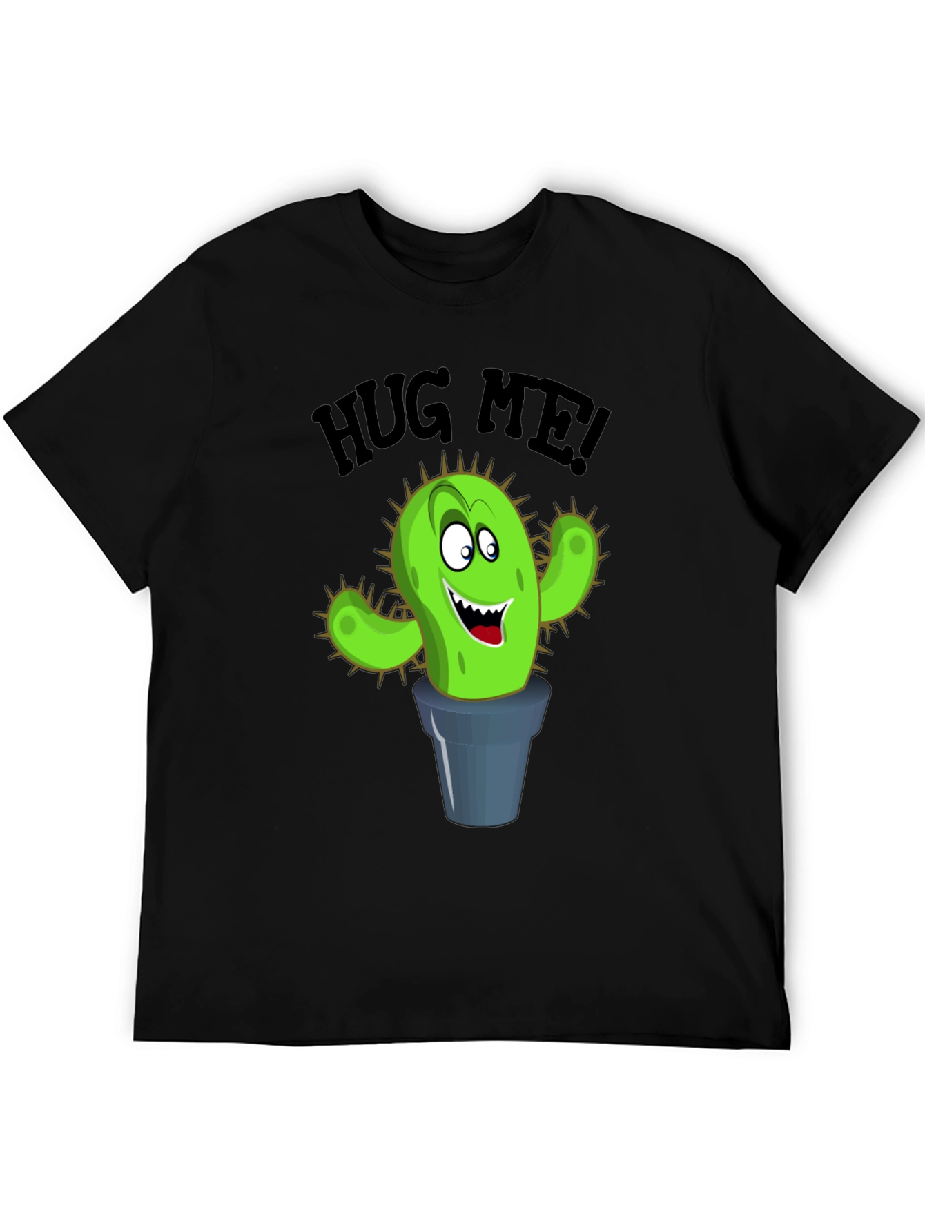 Black Hug Me Cactus Graphic T-Shirt - Funny Novelty Tee view 5