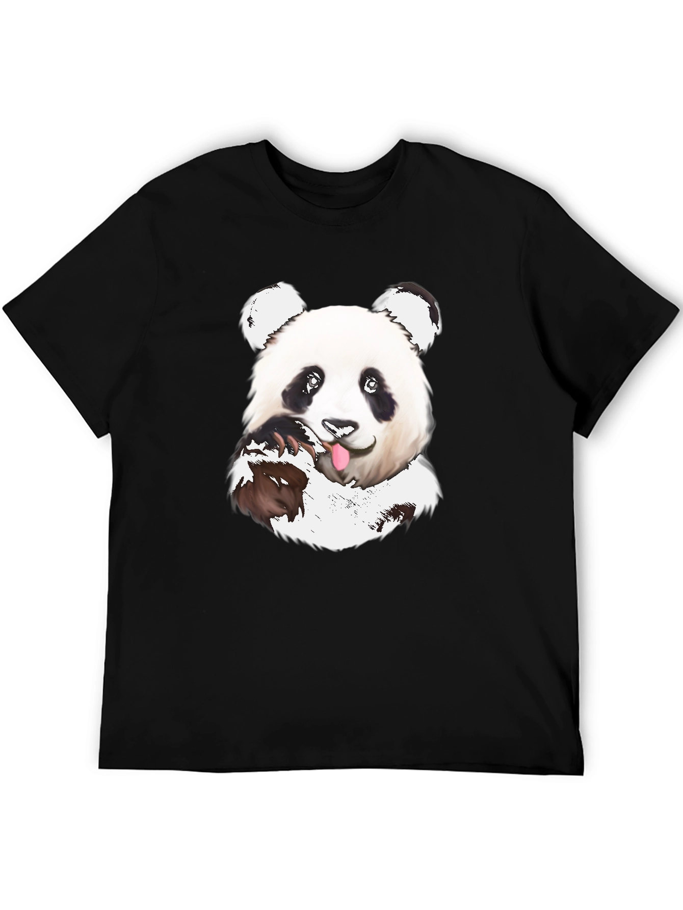 Black Cute Panda T-Shirt - Black Cotton Tee view 5