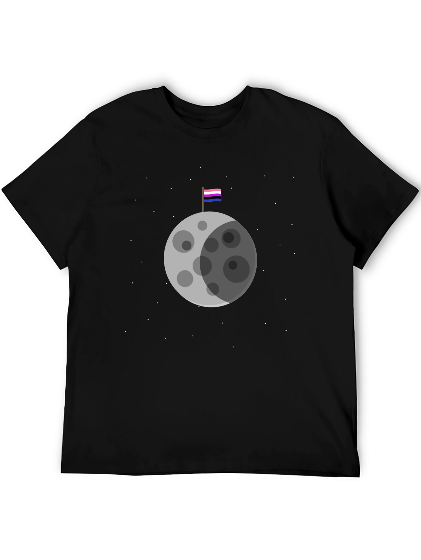 Black Omnisexual Pride Moon T-Shirt view 5