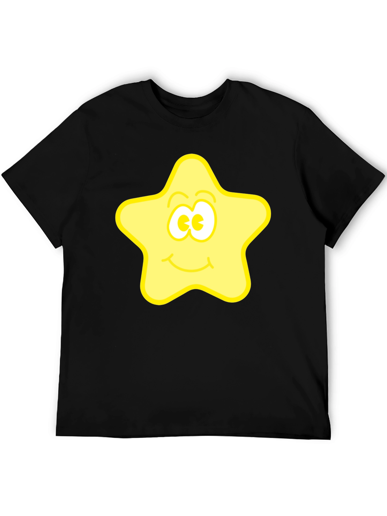 Black Happy Star Graphic Black T-Shirt view 5